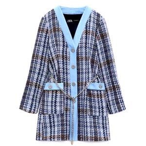 Zara - Combination Structured Denim Coat Dress- Women